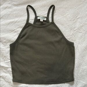 Earthbound Dark Green Ribbed Crop Top